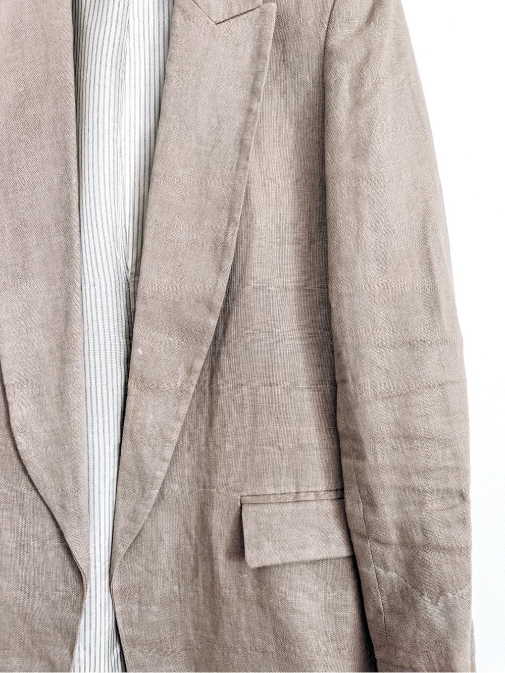 Zara Tan Blazer Linen Open Front Jacket Size S - Picture 3 of 5
